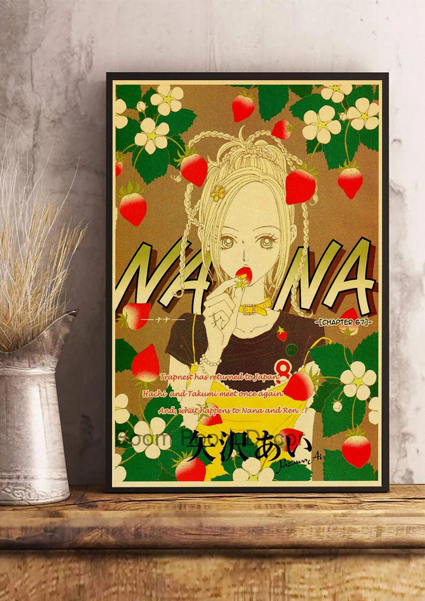Hot Anime Posters NANA Retro Kraft Paper Sticker Poste 2021 Arrivals Bar Cafe Decor Nostalgia Gift Funny Prints Wall Paintings
