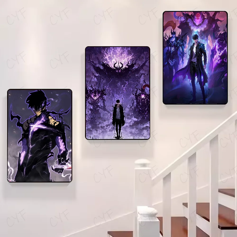 S-Solo Leveling Anime Poster HD art sticky wall waterproof home living room bedroom bar aesthetic decoration