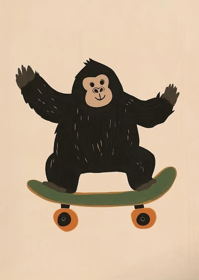 Funny Animals Rabbit Dog Bear Cat Lion Skateboard Posters Prints Crocodile Wall Art Canvas Nursery Pictures for Kids Room Decor
