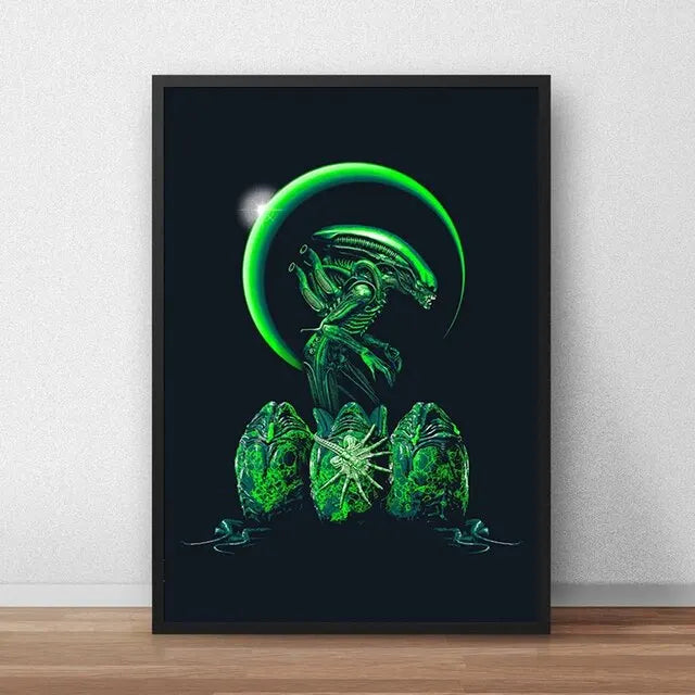 Classic Sci-Fi Alien Movie Poster, Retro Style Canvas Painting, Astronaut Space Print, Ideal Wall Art for Home Room Decoration