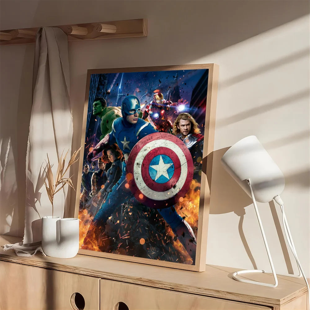 Marvel Self-adhesive Art Poster Whitepaper Prints Posters Artwork Home Decor