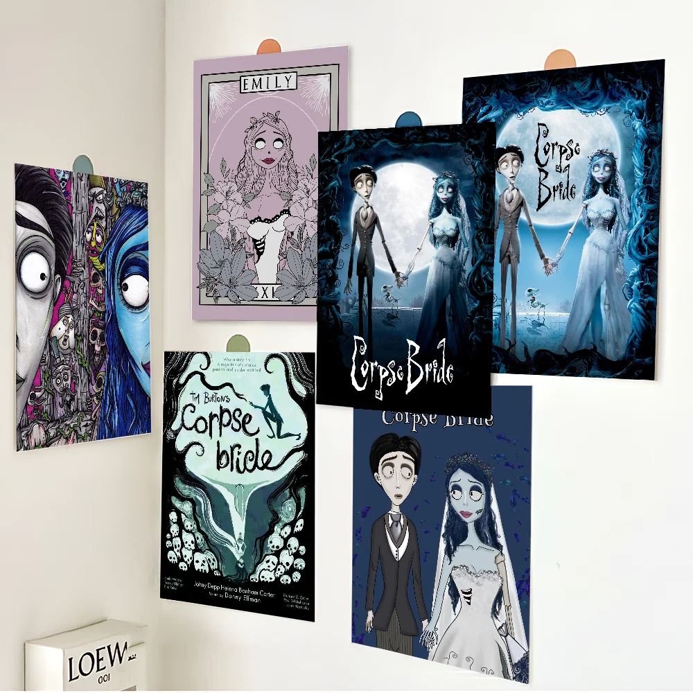 C-Corpse Bride Cartoon Movie Sticky Posters Retro Kraft Paper Sticker DIY Room Bar Cafe Aesthetic Art Wall Painting