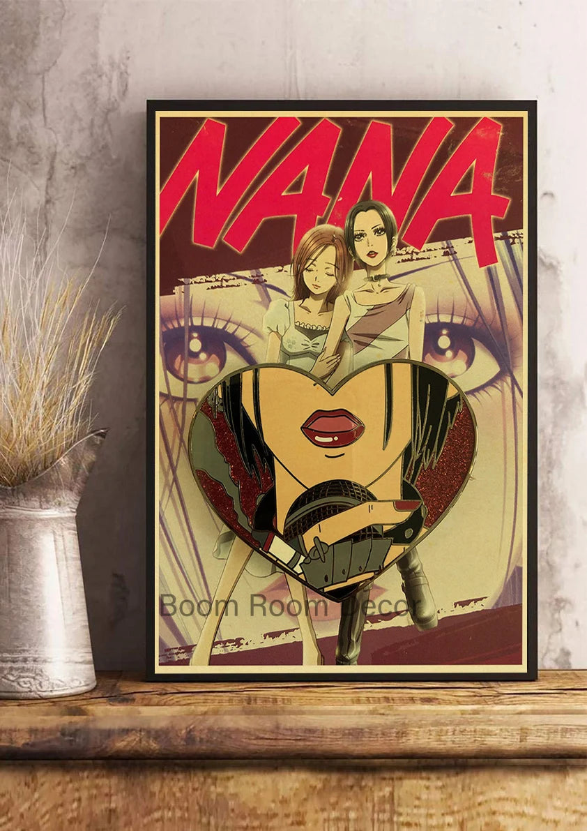 Hot Anime Posters NANA Retro Kraft Paper Sticker Poste 2021 Arrivals Bar Cafe Decor Nostalgia Gift Funny Prints Wall Paintings