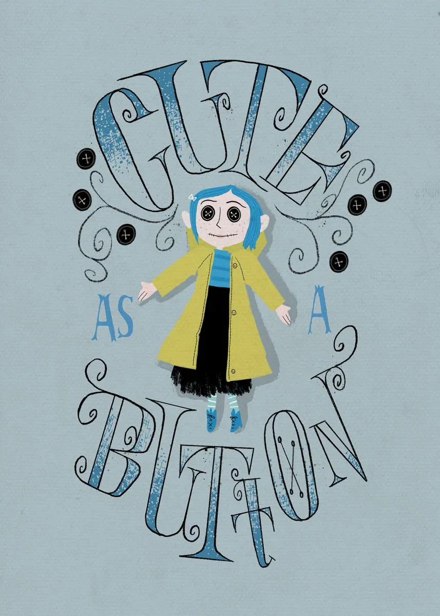 Anime Movie Coraline Poster and Print Cartoon Horror Witch Quotes Canvas Painting Wall Art for Aesthetics Living Room Home Decor