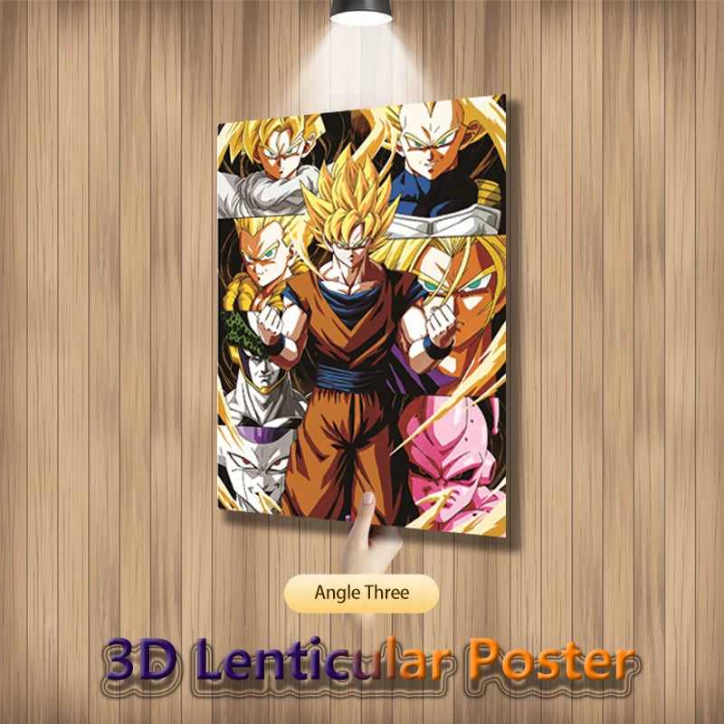 Dragon Ball Anime Lenticular Poster Goku Painting Wall Art 3D Flip Gradient Poster Home Decor(Without Frame)