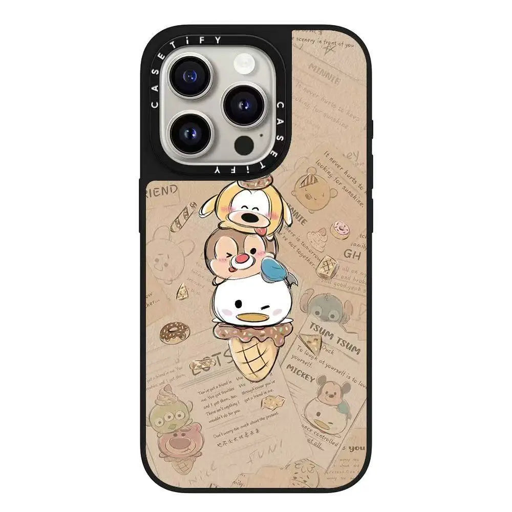 Cute Cartoon Pet Ice Cream Party Phone Case Collaborative Series for iPhone 16 pro Max Adorable Animal Design Mobile Cover