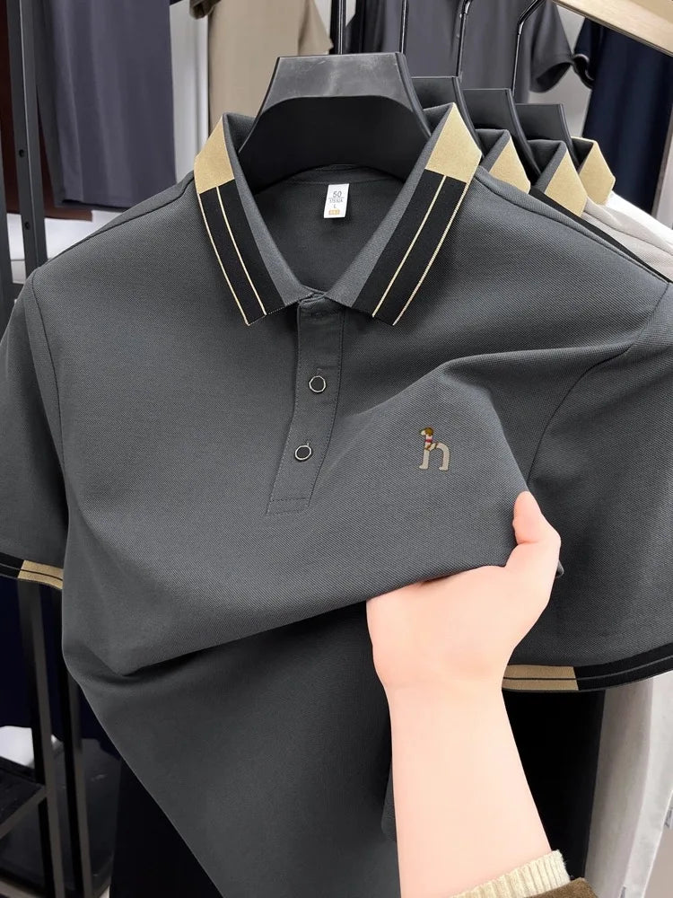 Luxury fashion men's short sleeve polo shirt high-quality brand summer breathable casual T-shirt cute cartoon dog embroidery top