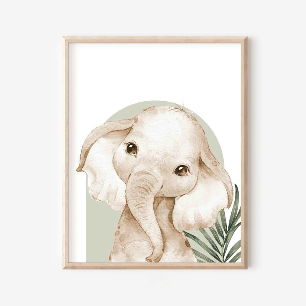Nordic Modern Cute Animal Elephant Giraffe Cat Prints Canvas Painting Poster For Living Room Play Room Kids Room Home Decor