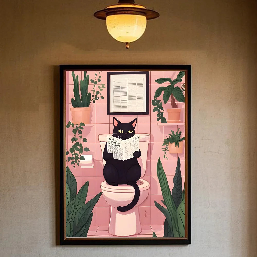 Art Green bedroom and cat Poster HD art sticky wall waterproof home living room bedroom bar aesthetic decoration