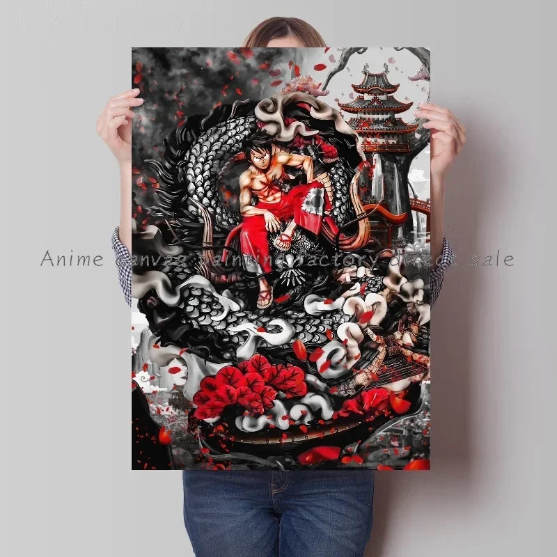 Japan Bandai Retro Anime Surrounding One Piece Luffy Art Canvas Painting Posters Print Mural Home Wall Aesthetic Room Decor