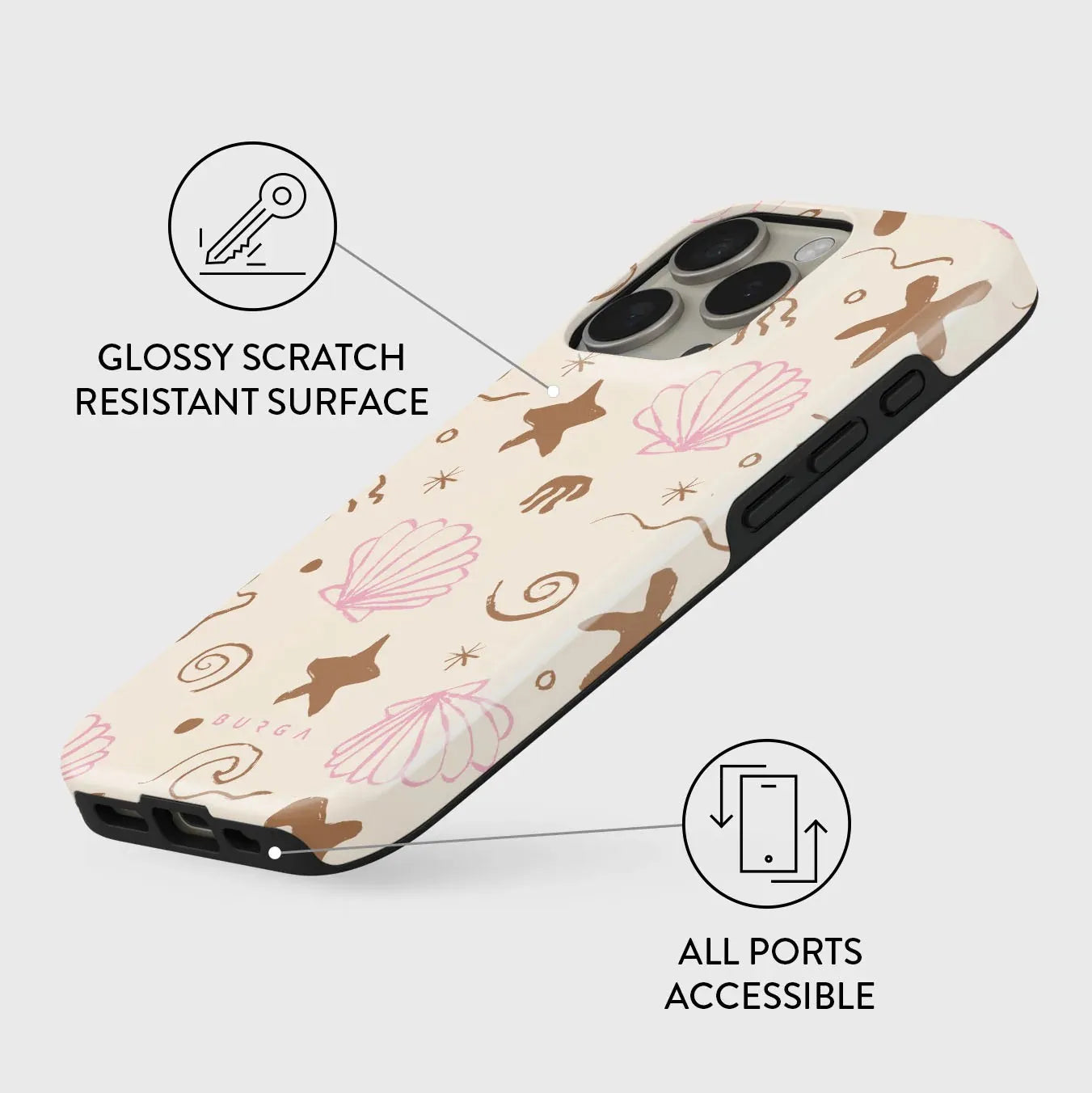 Marine Life Art BURGA Phone Case for iPhone 16 15 14 13 12 11 X XS XR XSMAX 7 8 Pro Max Plus Luxury Double-layer Back Cover