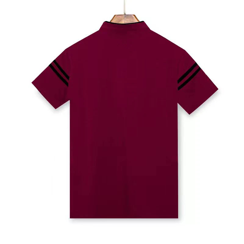 2025 Men's Casual Fashion Solid Color Short Sleeved Polo Shirt Stand Up Collar Versatile Comfortable Top