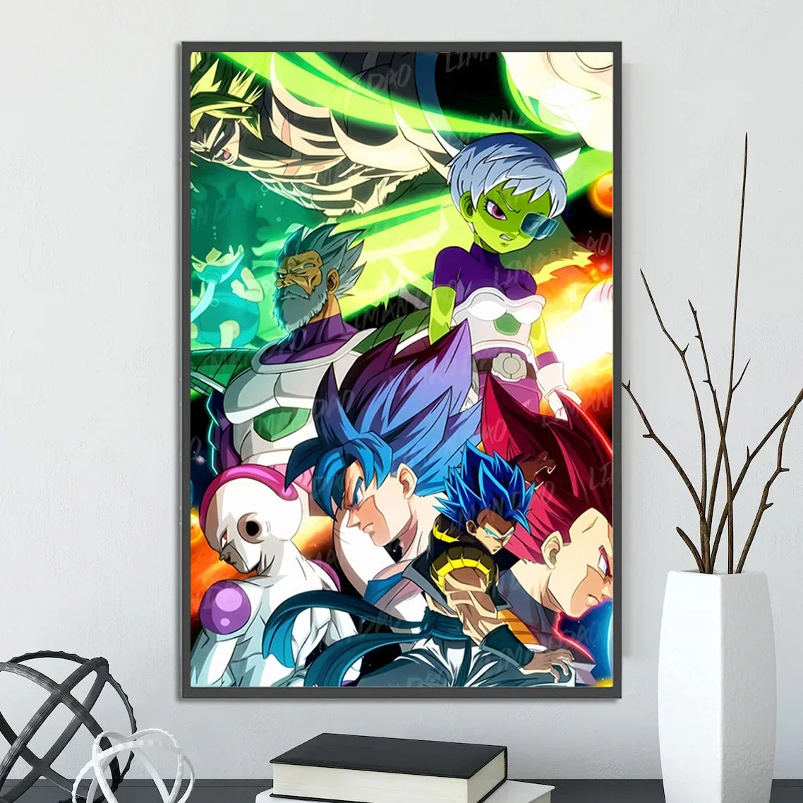 Dragon Ball Self-adhesive Poster Super Saiyan Goku Anime Wallpapr Vegeta Home Decoration Painting Wall Art Kid Birthday Gift