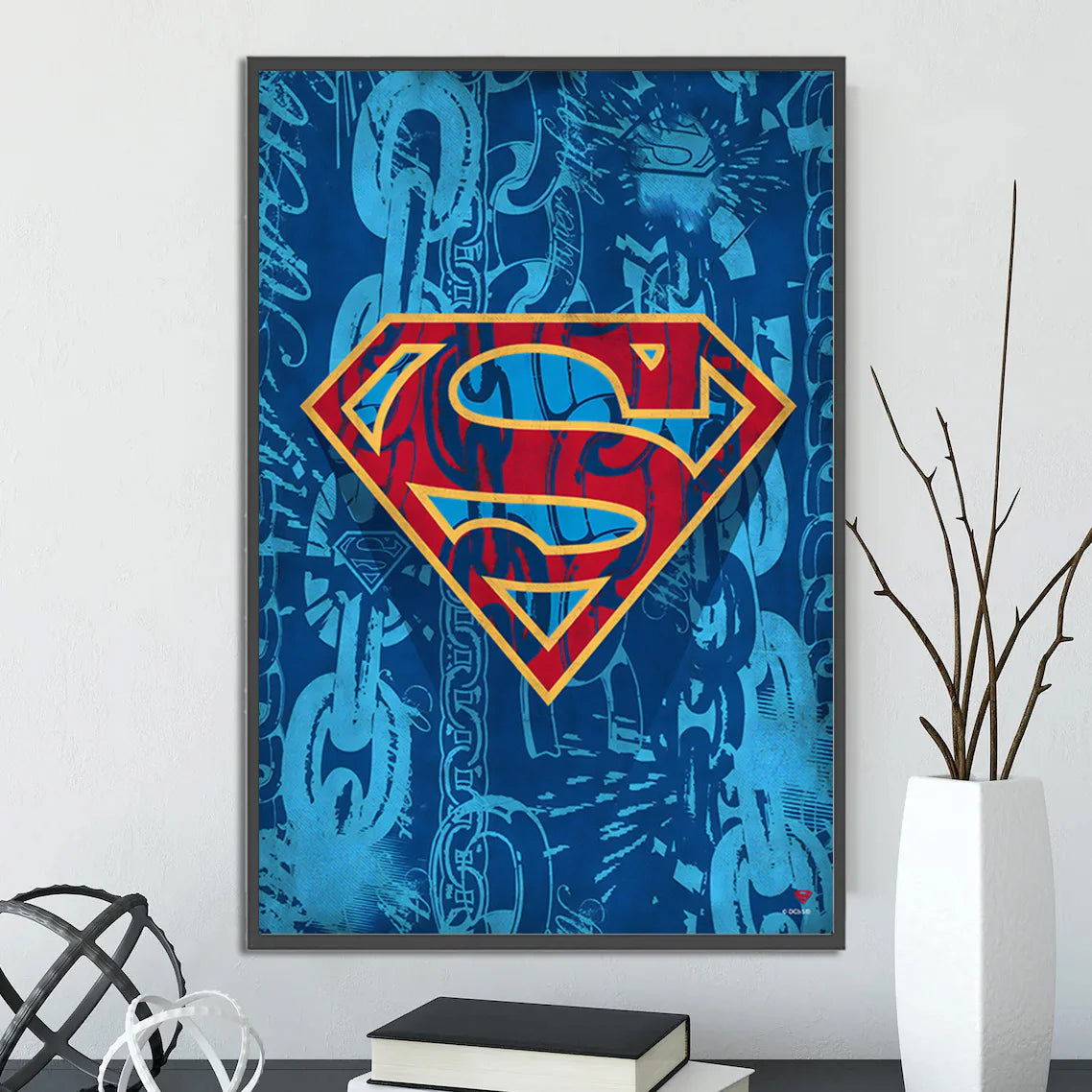 DC Superman Logo Self-adhesive Poster Movie Wallpaper Figures Home Decoration Painting Wall Art Batman Room Decor Kids Gift