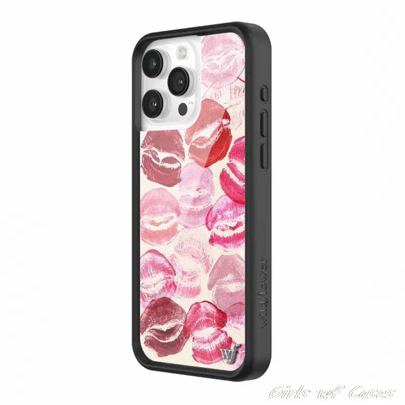 Wildflower Kensington Girls Phone Case for iPhone 12 13 14 15 16 Pro Max Plus 16Pro wf Romantic kiss mark Lipstick Lips Cover