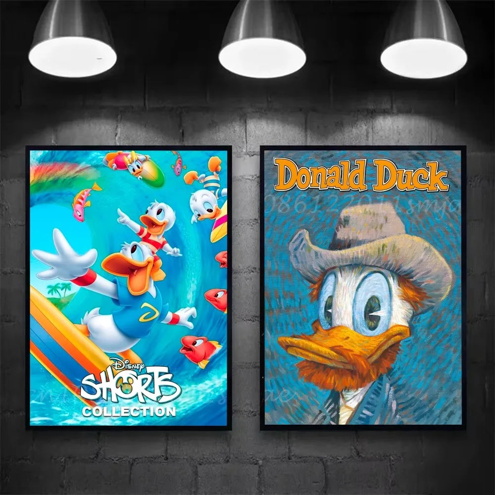 Cute Funny Cartoon Duck Poster Self-adhesive Art Waterproof Paper Sticker Coffee House Bar Room Wall Decor