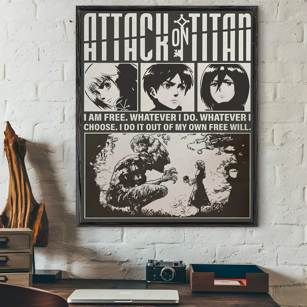 A-Attack On Japanese Manga T-Titan Poster Sticky Wall Art Printing Waterproof Home Living Bed Room Bar Hallway Aesthetic Decor