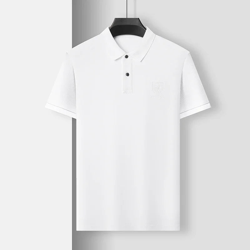 2024 Men's New Embroidered Cotton Business Leisure Short Sleeved POLO Shirt Fashion Short Sleeved Comfortable and Breathable Top