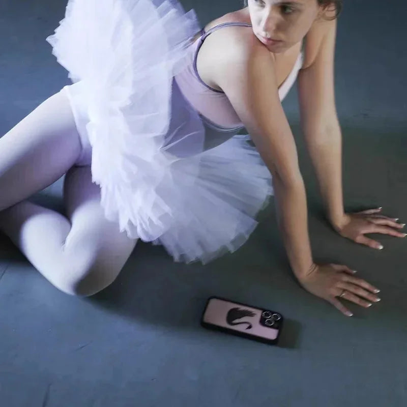 Wildflower 3D Black Swan Phone Case for iPhone 12 13 14 15 16 Pro Max Plus Fashion Sweet-Swan Lake Soft Edge Back Cover Cases