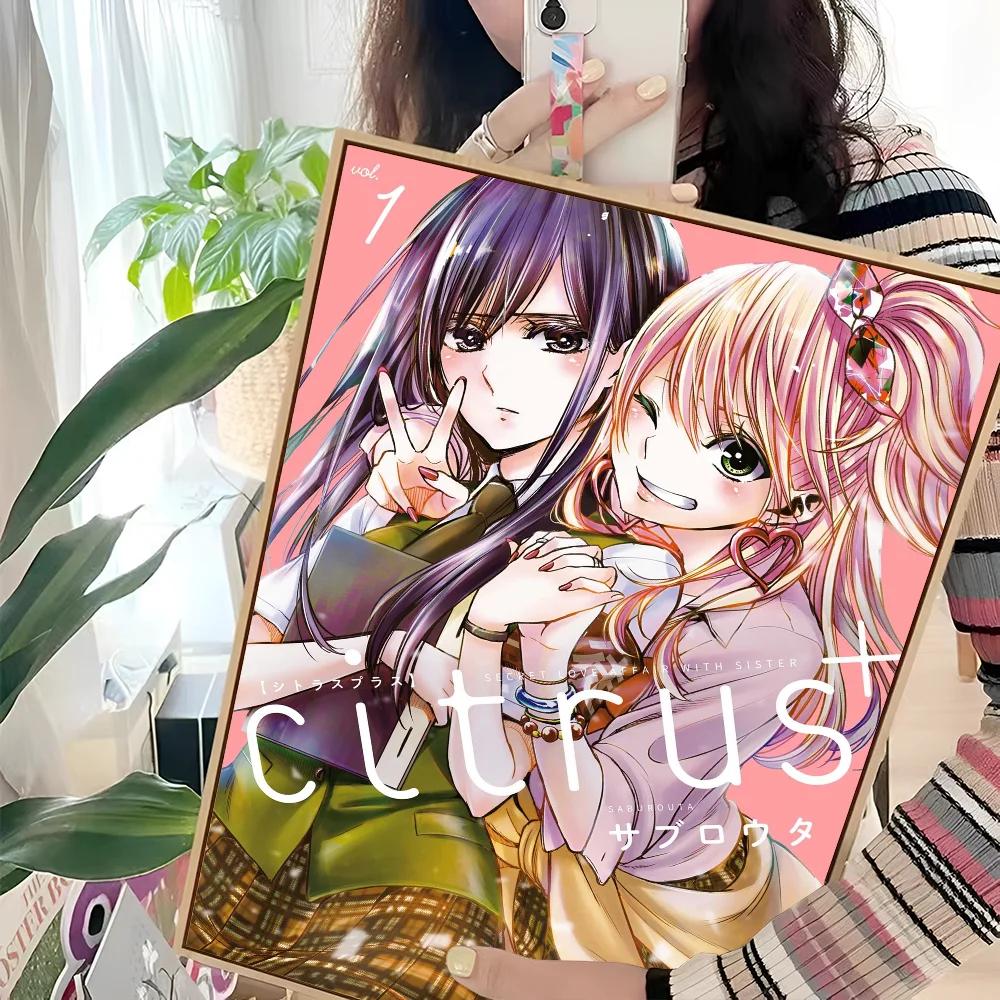 Japanese Anime Citrus Movie Sticky Posters Retro Kraft Paper Sticker DIY Room Bar Art Wall Painting