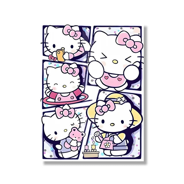 MINISO Cartoon Poster Sanrio Kuromi Hello Kitty Canvas Wall Art Print Mural Home Decoration Birthday Christmas Gift