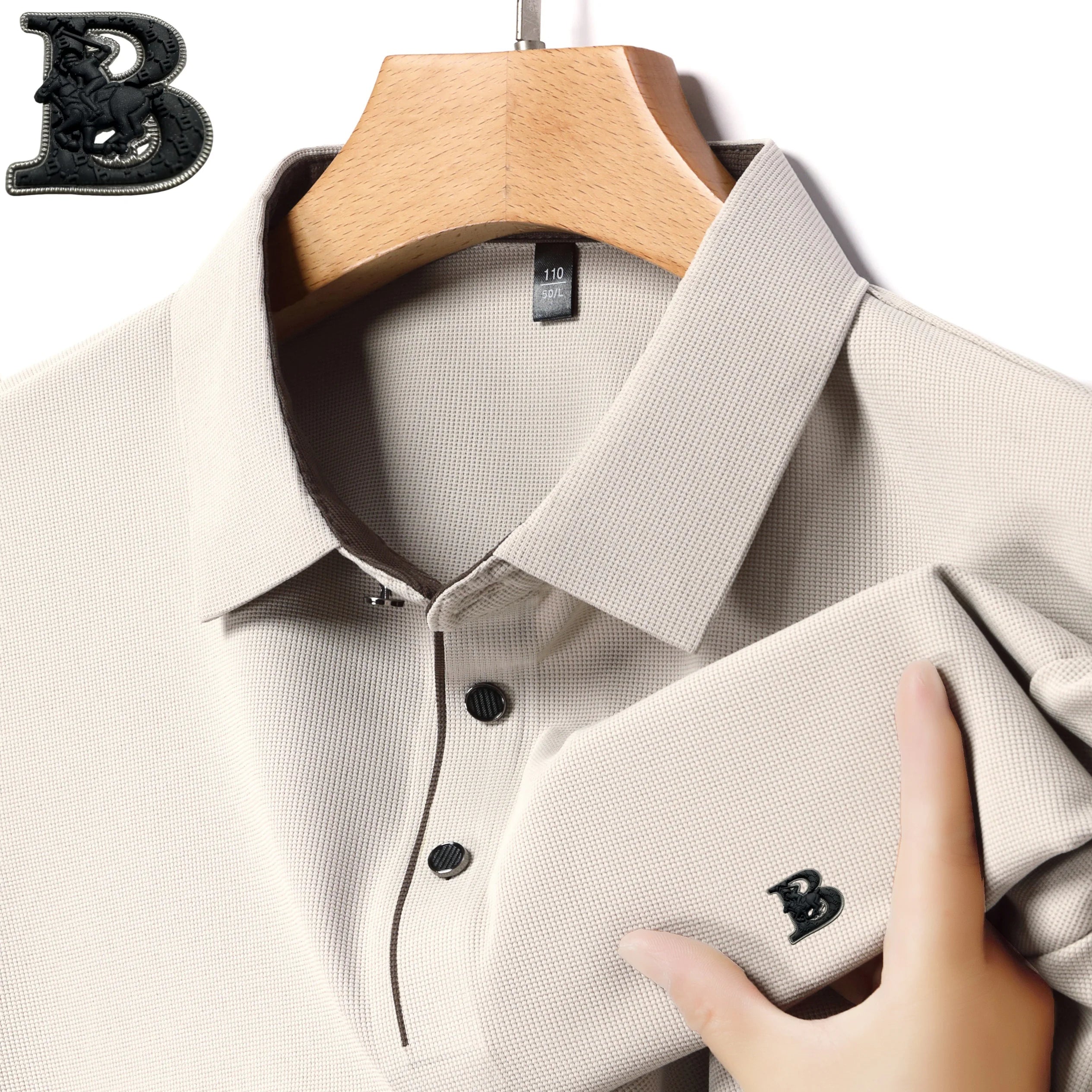 New Summer Men's Elastic Breathable Short Sleeve Designer Luxury Embossed Polo Shirt Fashionable Slimming Business Casual Tshirt