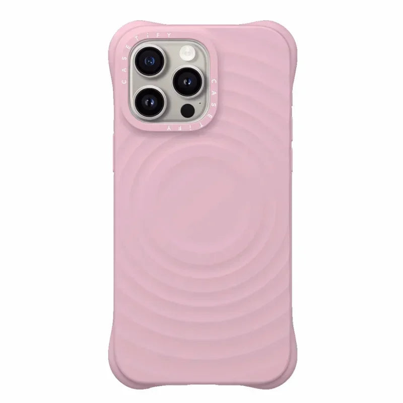 Ripple Silicone Engraved Letters Magnetic Phone Case Simple Stylish Anti-drop Protective Case for IPhone 16 Pro Max Accessories