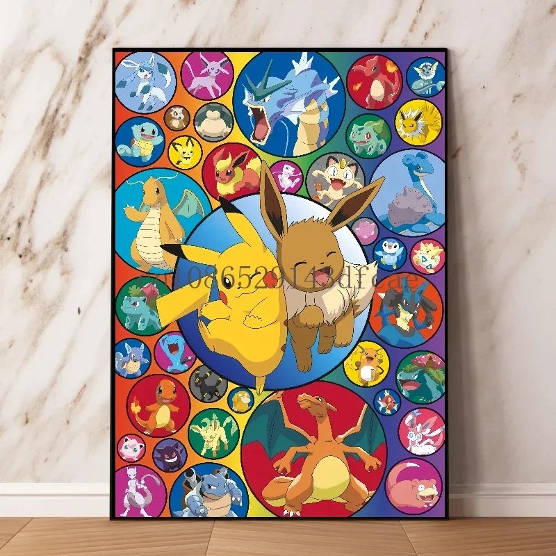 Pokemon Peripherals Pikachu Gyarados Squirtle Charmander Canvas Painting Anime Wall Art Prints Living Room Decor Posters Gifts