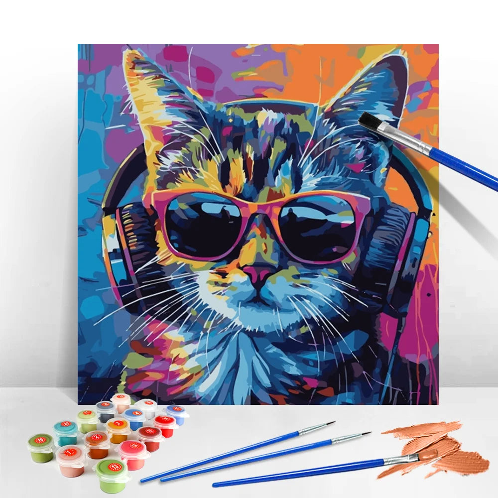Handpainted Oil Painting Animal Cat Unframe Adult Painting by Numbers Dog Lion Acrylic Paint Wolf Home Living Room Art Craft