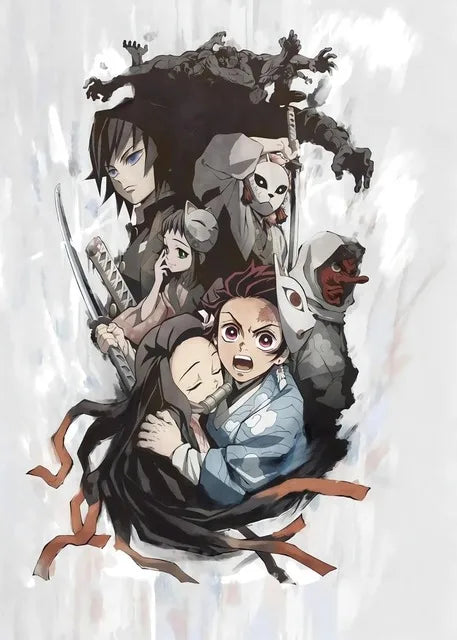 Anime Demon Slayer Classic Canvas Painting Anime Character Posters HD Wall Art Picture Modern Home Children's Room Decoration