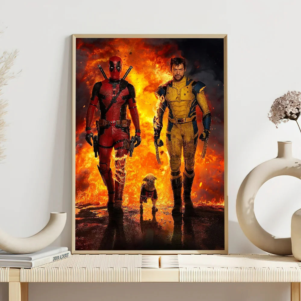 Movie Deadpool W-Wolverine Poster Self Adhesive Painting Living Room Office Decoration Bedroom Home Wall Sticker Prints