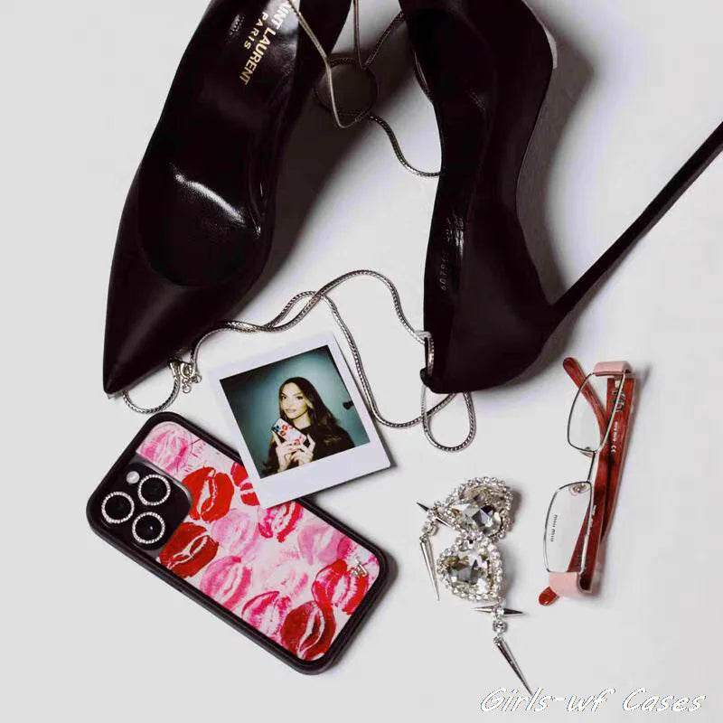 Wildflower Kensington Girls Phone Case for iPhone 12 13 14 15 16 Pro Max Plus 16Pro wf Romantic kiss mark Lipstick Lips Cover