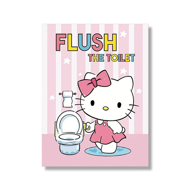 MINISO Cartoon Poster Sanrio Kuromi Hello Kitty Canvas Wall Art Print Mural Home Decoration Birthday Christmas Gift