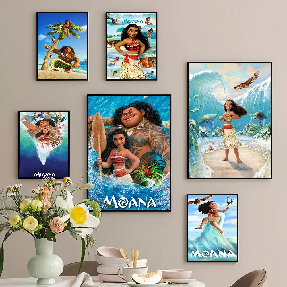 Cartoon Movie M-Moana Anime Posters Sticky Whitepaper Prints Posters Artwork Kawaii Room Decor