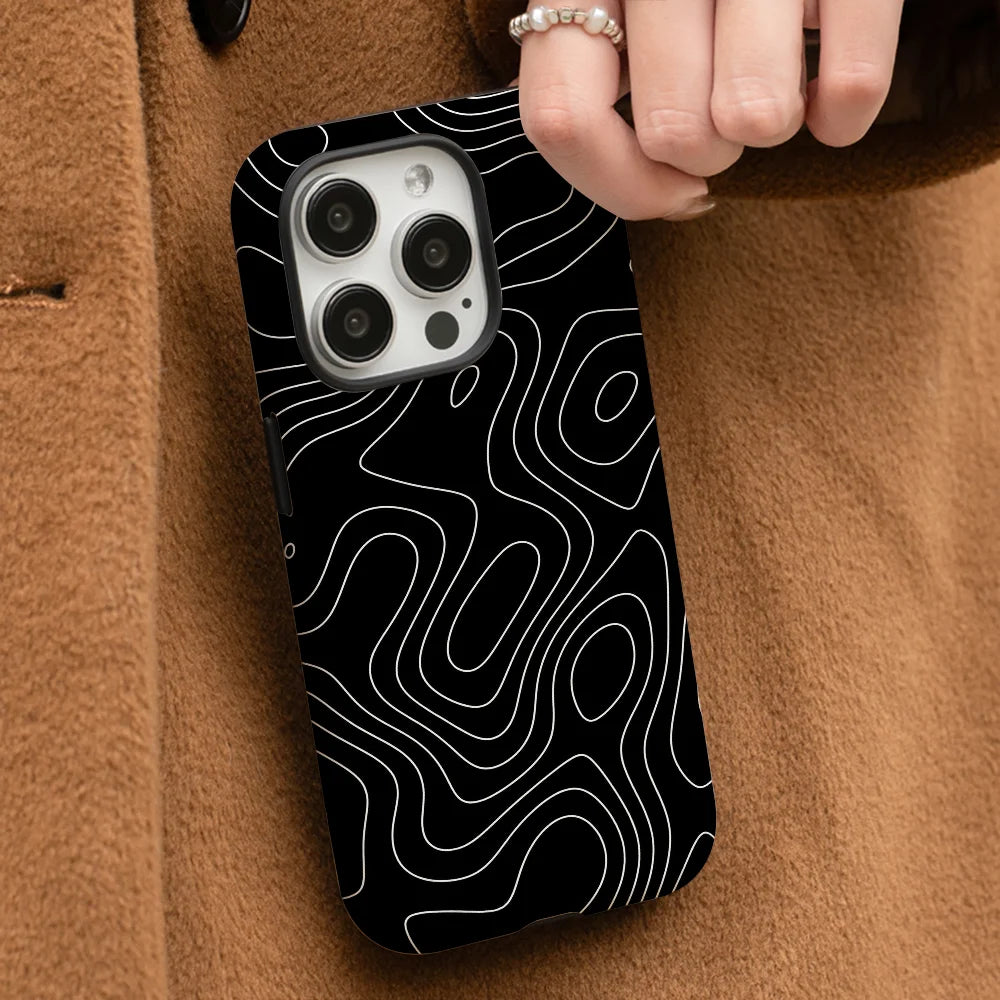 Black and white lines Phone Case Phone Case Film shell For iPhone 16 15 14 13 12 11 Pro Max Plus