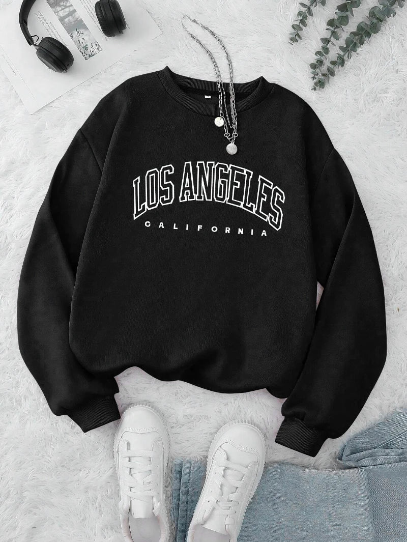 Fashion Woman Sweatshirts New York Brooklyn Letter Prints Pullovers Casual Crewneck Oversize Hoodies Fleece Warm Female Clothes