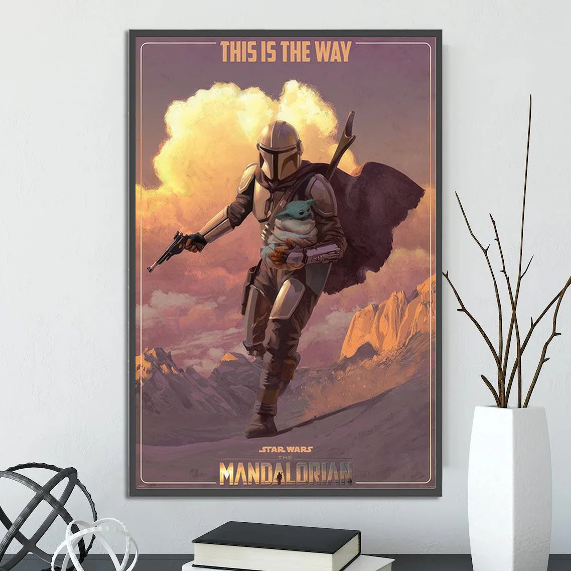 Star Wars Mandalorian Self-adhesive Poster Figures Home Decoration Painting Wall Art Computer Room Decor Kid Gift Yoda Wallpaper