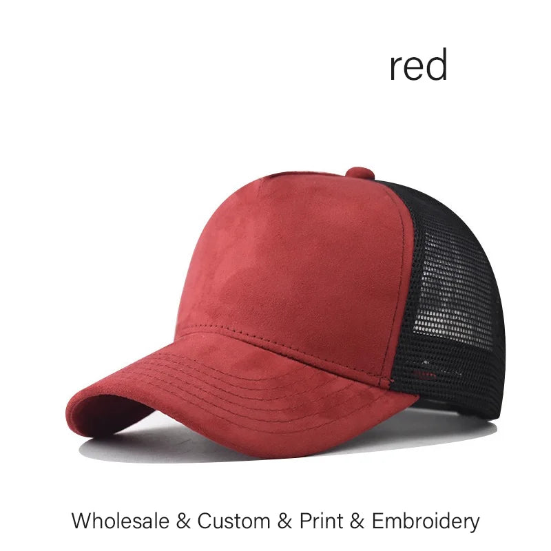 SLECKTON Custom Logo High-quality Suede Mesh Baseball Hat Letter Embroidery Brand Design Outdoor Sport Cap Wholesale Fashion