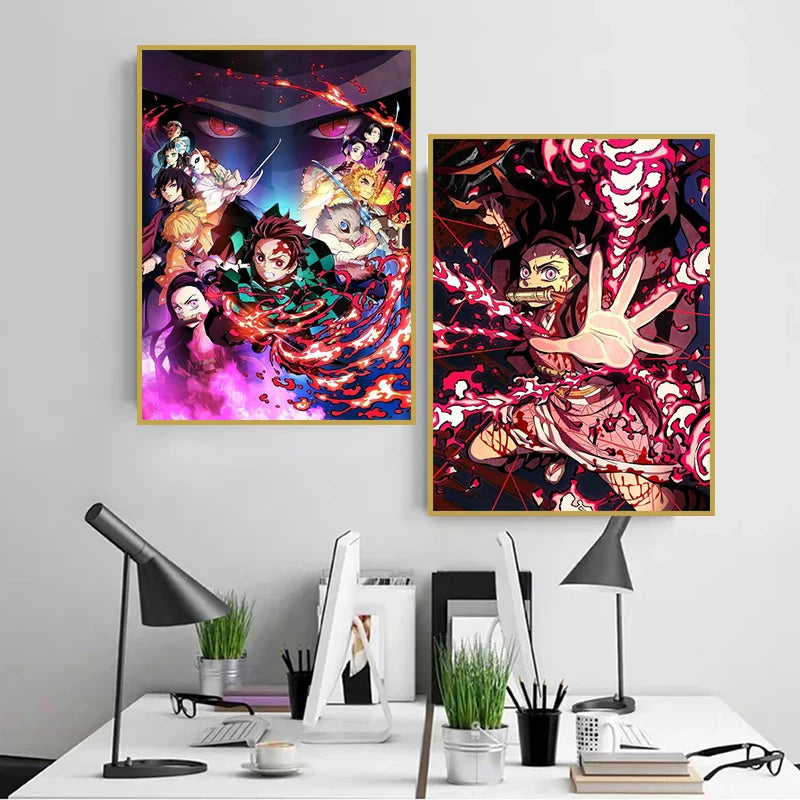Anime Demon Slayer Classic Canvas Painting Anime Character Posters HD Wall Art Picture Modern Home Children's Room Decoration