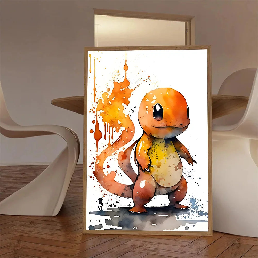 Miniso Anime P-Pokemon Poster Self-adhesive Art Waterproof Paper Sticker Coffee House Bar Room Wall Decor