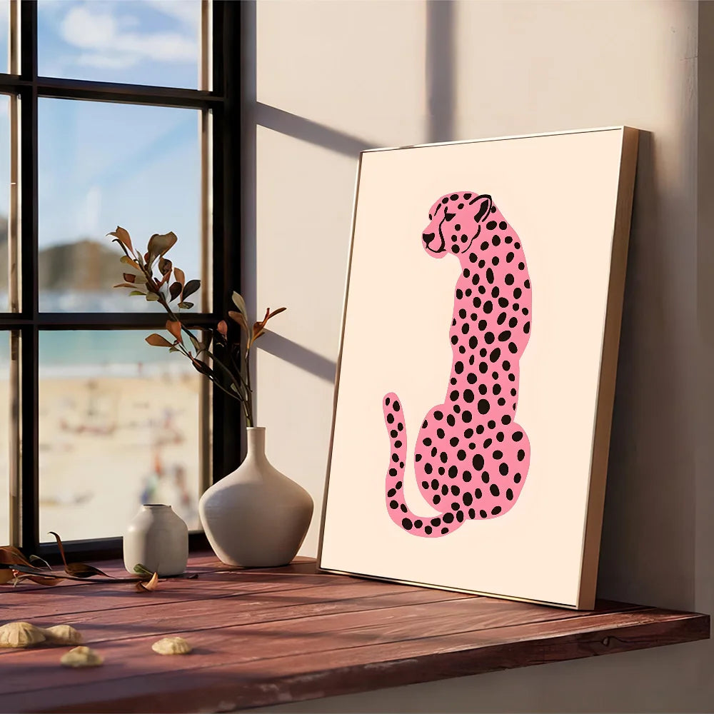 Wild Leopard Tiger Vase Flower Rainbow Girl Power Poster Kraft Paper Prints Home Room Cafe Bar Art Wall Decor Aesthetic Painting