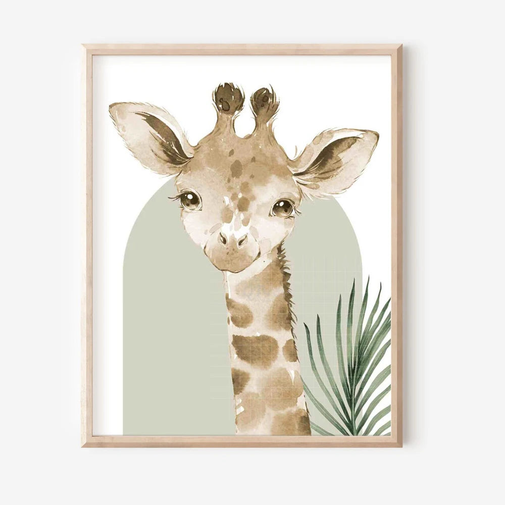 Nordic Modern Cute Animal Elephant Giraffe Cat Prints Canvas Painting Poster For Living Room Play Room Kids Room Home Decor