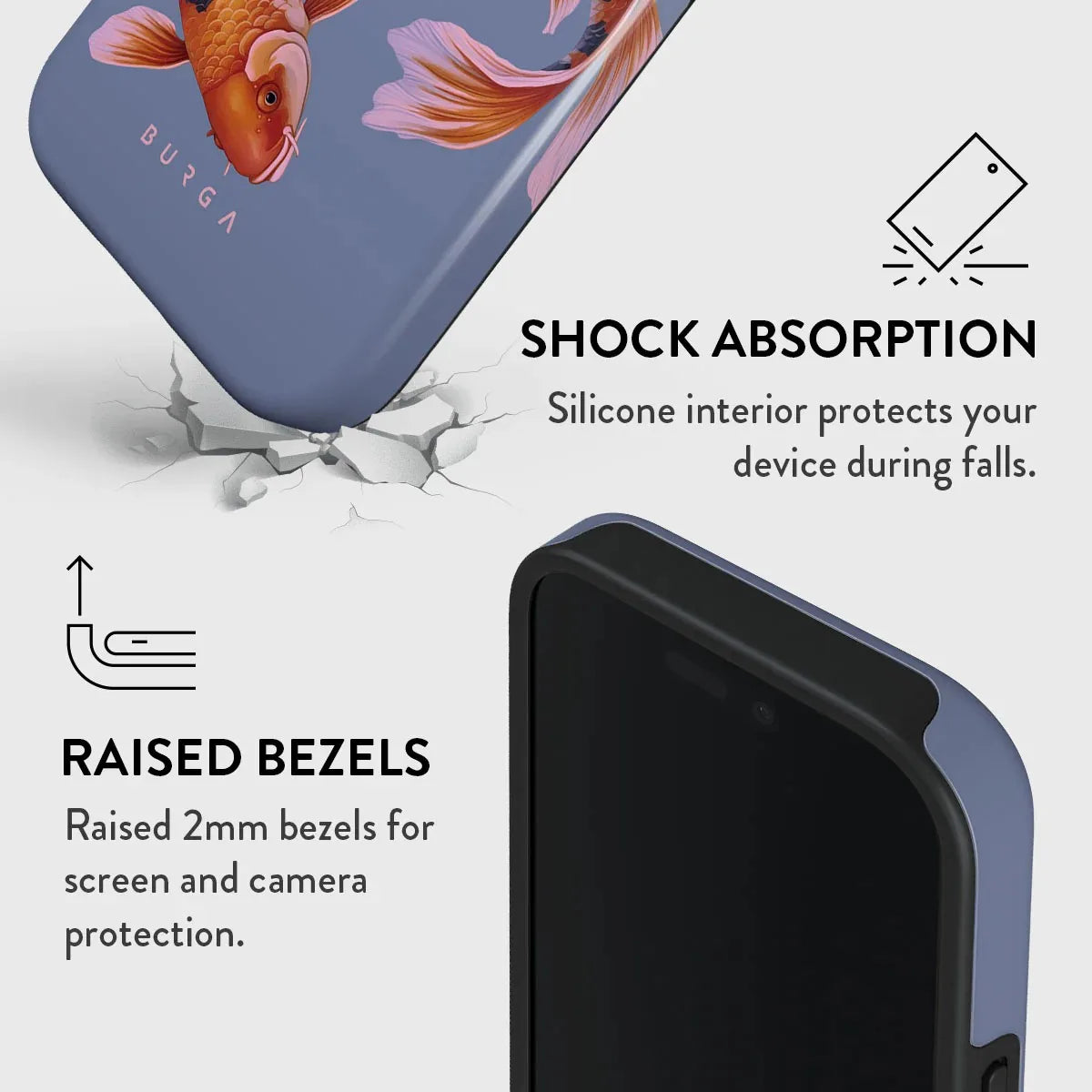 Carp BURGA Phone Case for iPhone 16 15 14 13 12 11 X XS XR XSMAX 7 8 Pro Max Plus Luxury Double-layer Back Cover