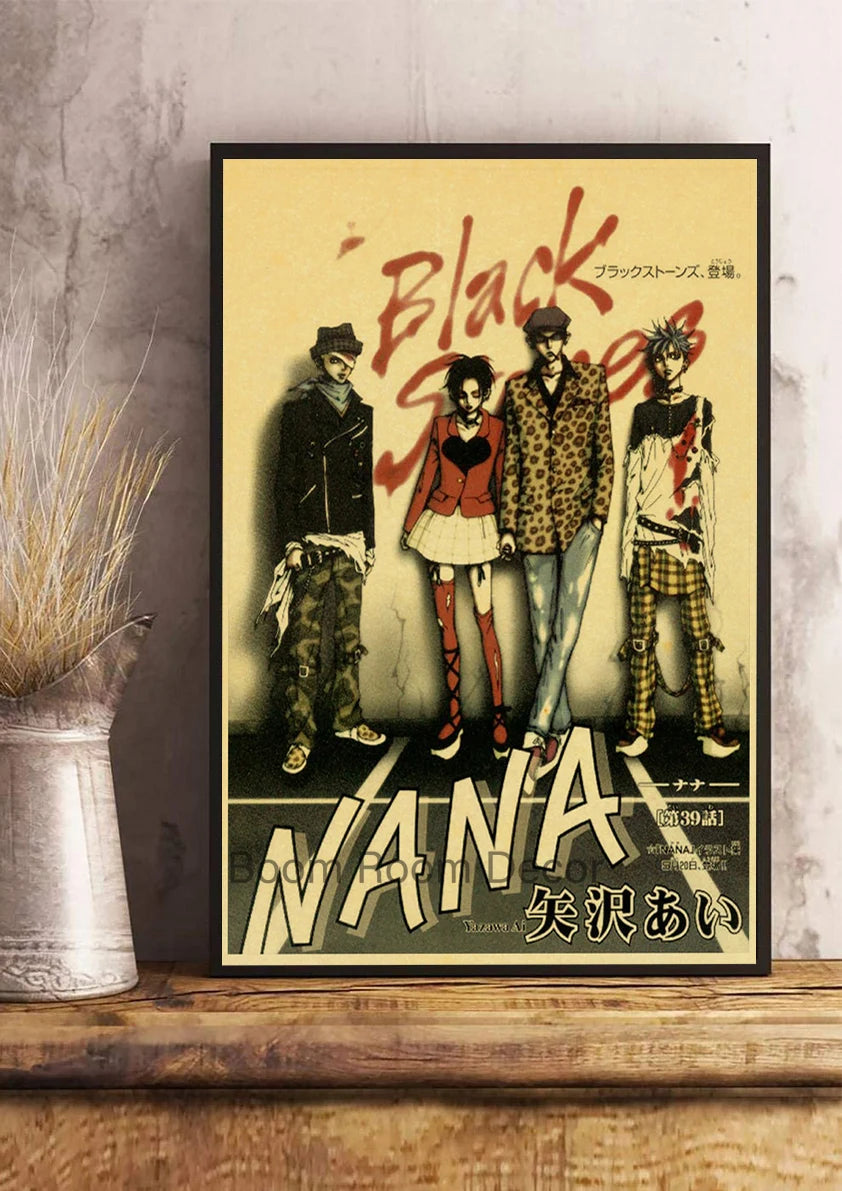 Hot Anime Posters NANA Retro Kraft Paper Sticker Poste 2021 Arrivals Bar Cafe Decor Nostalgia Gift Funny Prints Wall Paintings