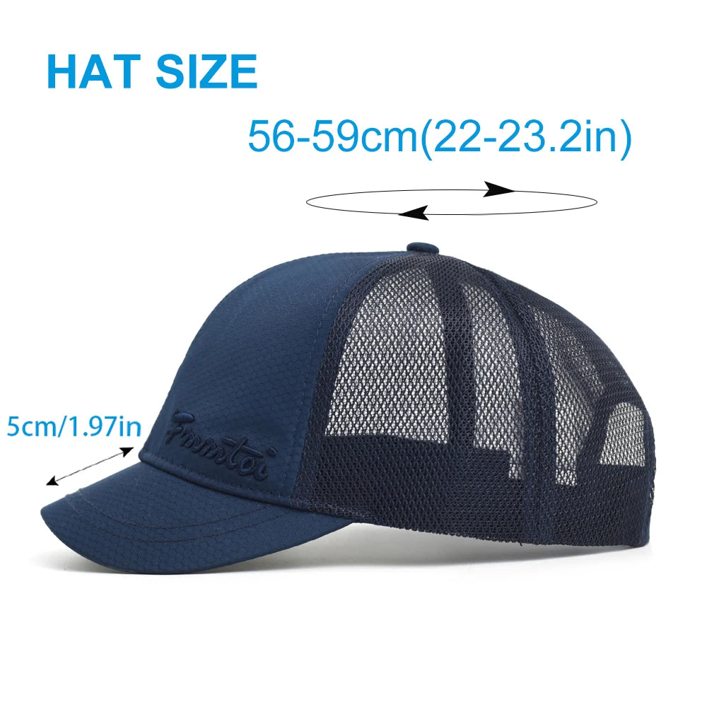 Summer Spring Short Brim Mesh Baseball Cap Men Women Breathable Dad Hat Adjustable Solid Trucker Style Low Profile Caps