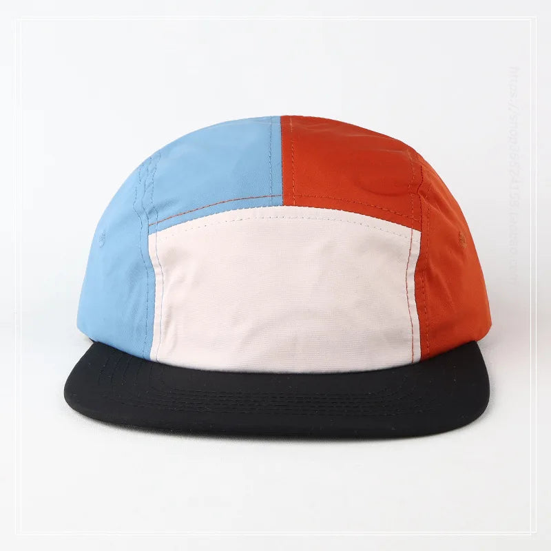 Customized Logo Color Matching Five-panel Waterproof Quick-drying Hat Outdoor Sunshade Unisex Adjustable Flat Edge Baseball Cap
