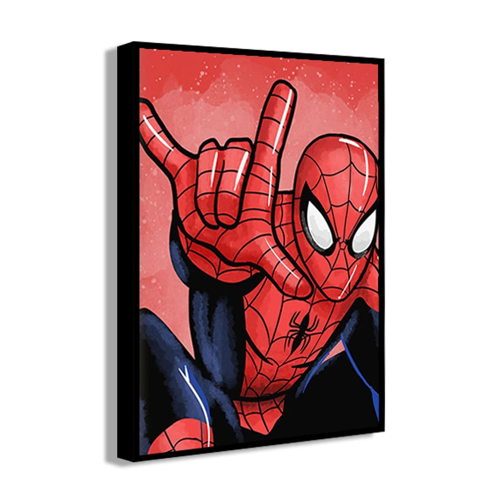 MINISO Poster Marvel Canvas Wall Art Print Mural Spider-Man Iron Man Captain America Cartoon Poster Home Decor Gift for Friends