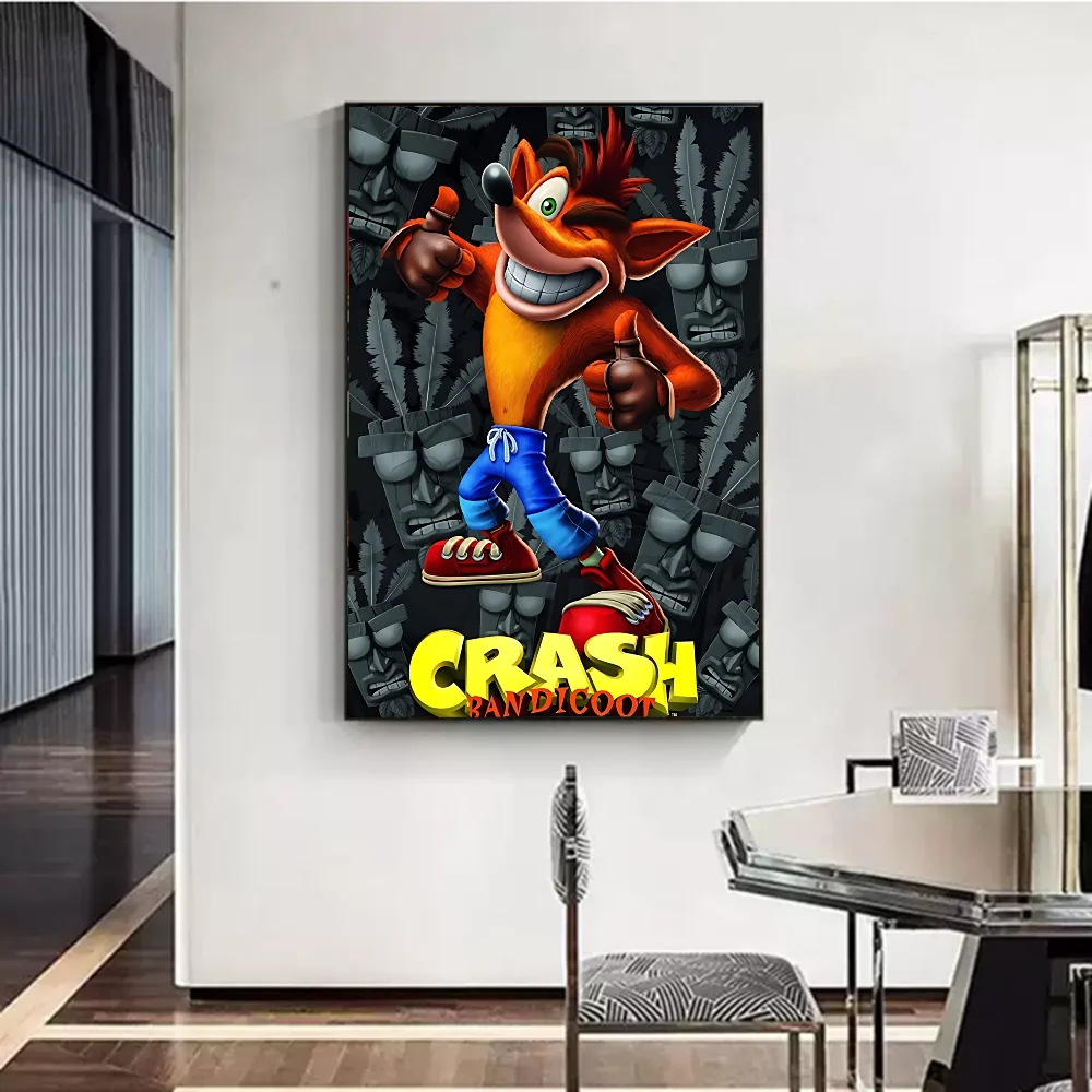 Crash Bandicoot Anime Posters Sticky Whitepaper Sticker DIY Room Bar Cafe Kawaii Room Decor