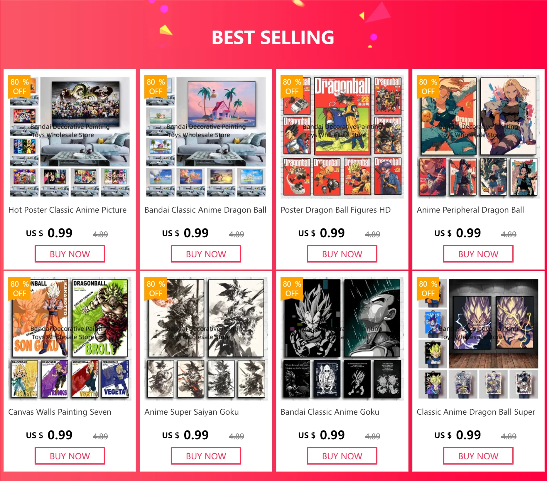 Bandai Classic Anime Goku Vegeta Dragon Ball Mural Cartoon Home Decor Living Room HD Poster Painting Christmas Gift for Children