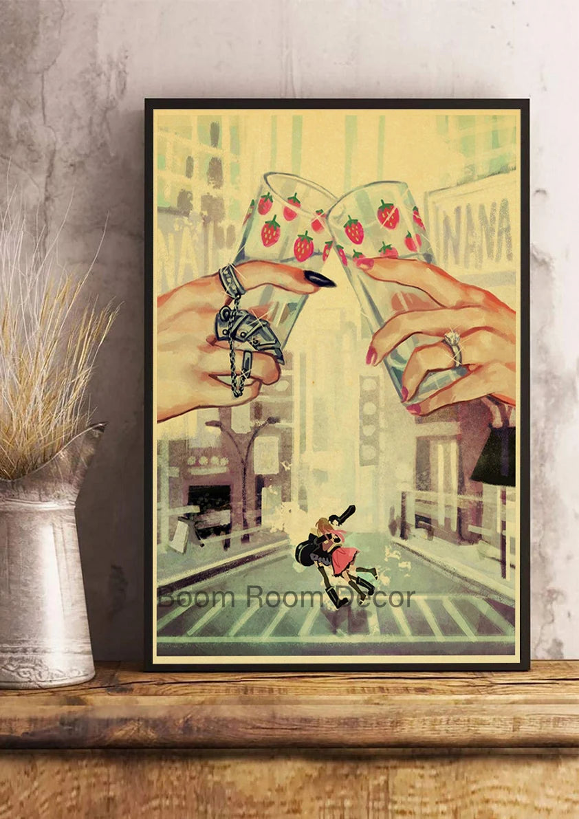 Hot Anime Posters NANA Retro Kraft Paper Sticker Poste 2021 Arrivals Bar Cafe Decor Nostalgia Gift Funny Prints Wall Paintings